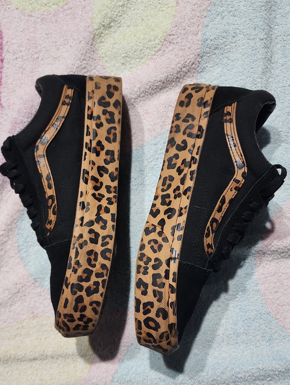 Vans Old Skool Platform Leopard Print Low Top Sneakers W Sz 10 - Picture 8 of 10